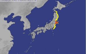 Authorities said tsunamis with waves of up to three meters were “expected to arrive imminently” and ordered immediate evacuations in the Fukushima Prefecture. 