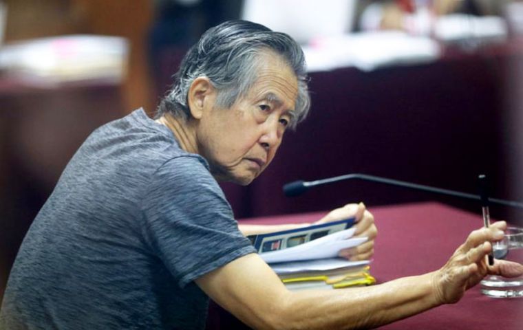 Former Peruvian President Alberto Fujimori, serving a jail sentence for human rights violations, was hospitalized Monday 