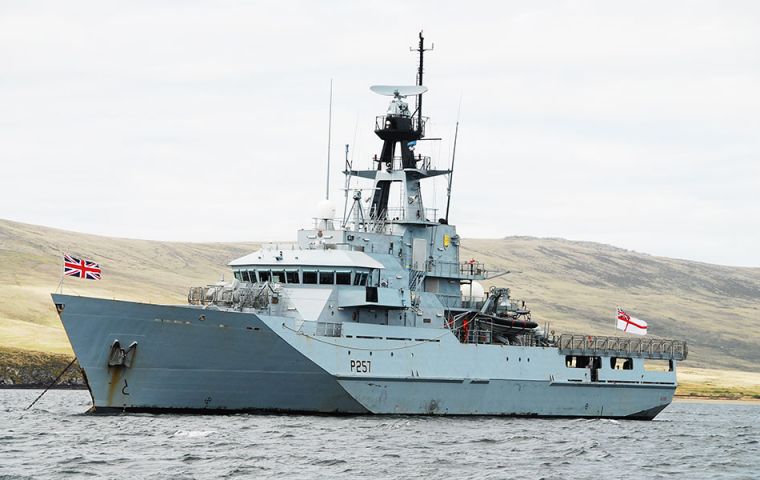 The Royal Navy said HMS Clyde has been almost constantly on duty in and around the Falkland Islands since her last overhaul in 2011.