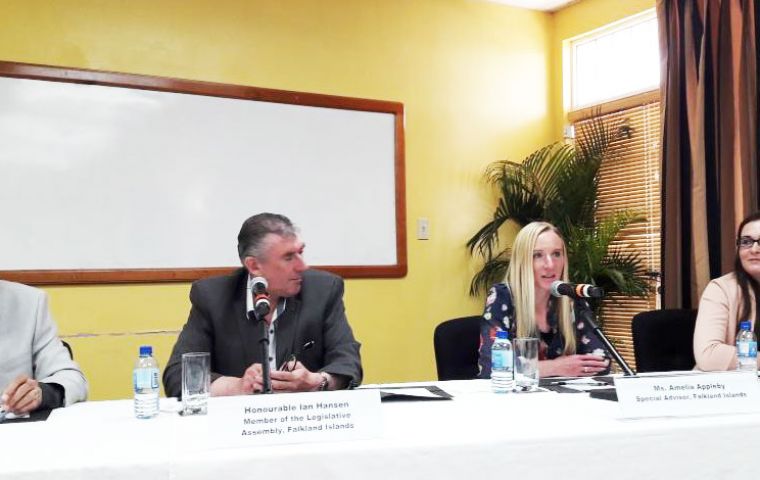 The roundtable included Falklands delegation to the Trinidad Energy Conference, headed by MLA Ian Hansen, and Advisors Victoria Collier and Amelia Appleby.