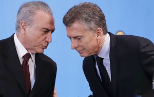 Macri and Temer hope that Mercosur can take advantage of the apparent change in U.S. trade posture to close a free trade deal with the European Union