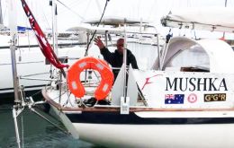 Solo skipper Shane Freeman abandoned the Mushka yacht which has been scuttled to prevent a hazard to navigation, after being rescued by a Chilean Navy sea