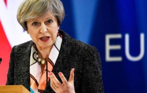 PM May said “there was only ever one Margaret Thatcher” and insisted the British people did not vote for Brexit to keep paying “huge sums” into the EU budget.