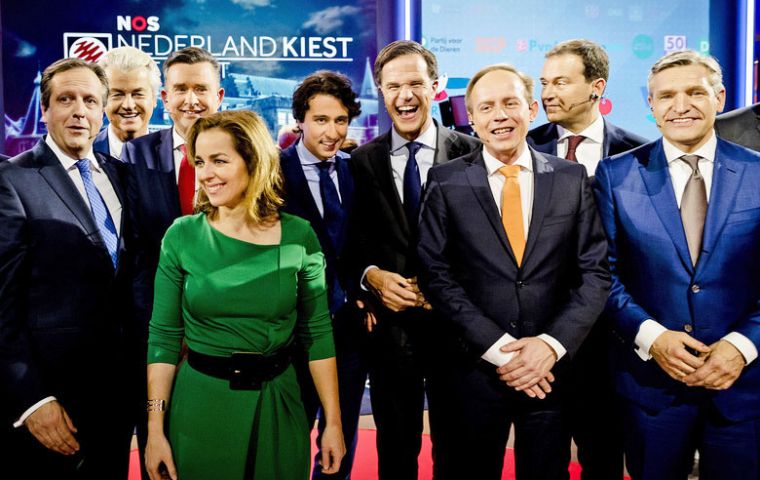 Rutte's party won 32 seats in the 150-member legislature, 13 more than Wilders' party, which took third place with 19 seats. The Christian Democrats claimed 20.