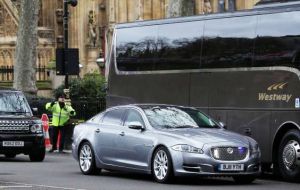 Prime Minister Theresa May who was in Parliament on Questions day, was rushed into a vehicle and spirited back to her office.
