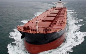 Stellar Daisy loaded at the Ilha Guaiba terminal, near Rio de Janeiro, and was heading through Cape Horn, to China with iron ore for the steel industry