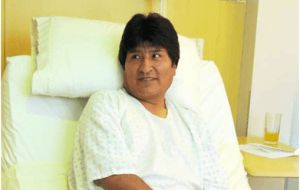 The Bolivian president will need to remain about six days without speaking to fully recover