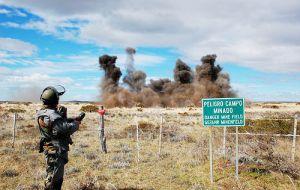 Chile with funds provided by Norway is clearing minefields along its borders with Bolivia, Peru and Argentina