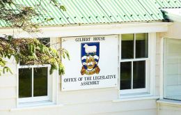 Gilbert House. seat of the Falklands' Legislative Assembly, the elected government of the Islands