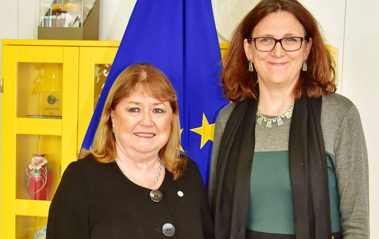 Malcorra met with EU Trade Commissioner Cecilia Mälmstrom to discuss issues related to a Mercosur/EU accord