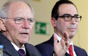 After meeting U.S. Treasury Secretary Steven Mnuchin, Schäuble said he believed a “non-confrontational solution” could be reached over the trade question