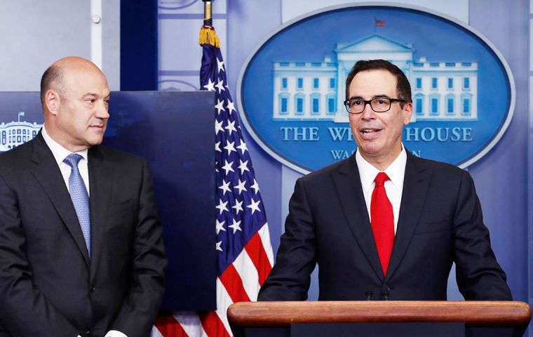 Secretary Steven Mnuchin, and White House chief economic adviser Gary Cohn rolled out the plan at the White House 