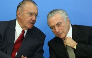 Jose Sarney, the first president following the 20-year military dictatorship has met with Temer at the Planalto Palace  