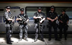 Among the first to be deployed were a group of four officers who boarded a Virgin Trains service at London Euston travelling to Birmingham New Street. (Pic PA)