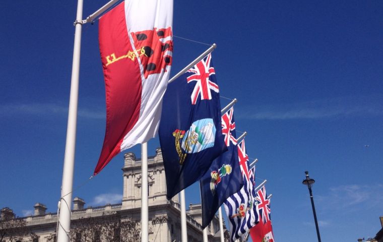 Flags of the OT and dependencies are regularly raised outside Parliament for state occasions such as the King’s visit