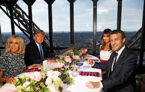 Trump dined Macron at the Eiffel Tower and will watch the Bastille Day parade on the Champs-Élysées on Friday, 14th July.