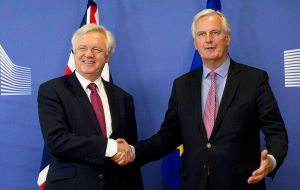 Davis is attempting to accelerate a dialogue with Barnier, but open divisions in PM Theresa May's cabinet make it difficult to determine the British course of action