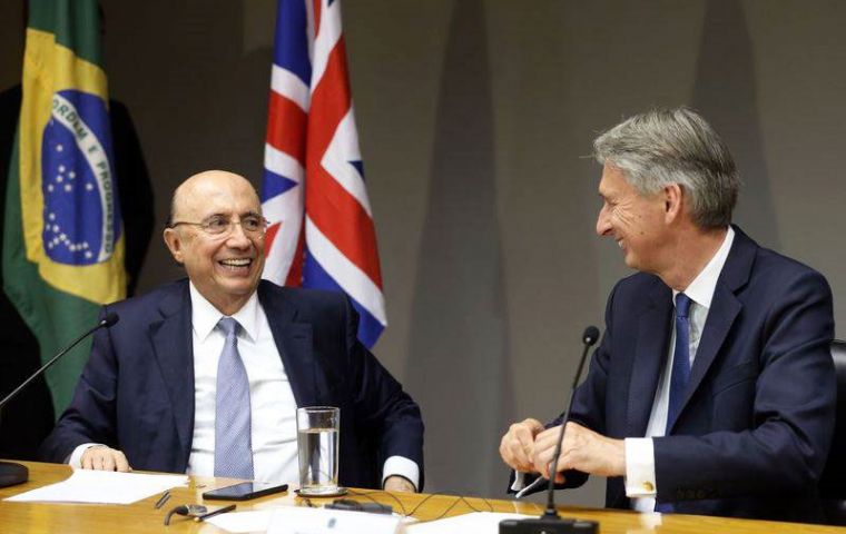 Chancellor of the Exchequer in Brasilia with his counterpart Henrique Meirelles