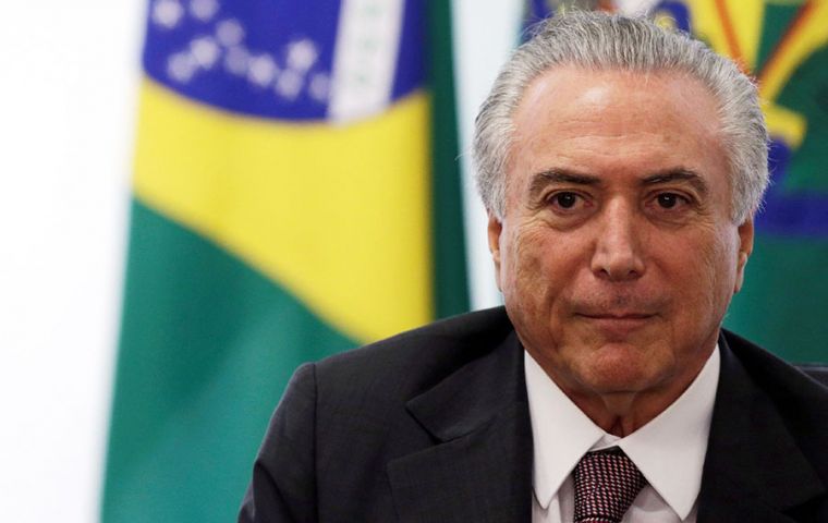 President Temer is facing a vote in the lower house Wednesday on whether he should be suspended and put on trial over a bribery charge