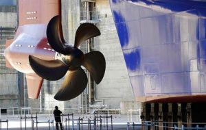 The shipyard, in the western port of Saint-Nazaire, has turned out some of the world's biggest cruise liners and also builds warships.