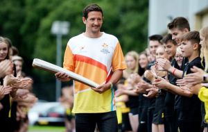 Michael Jamieson, an Olympic and Commonwealth silver medal-winning swimmer, was the first Baton bearer when it arrived at the Glasgow School of Sport