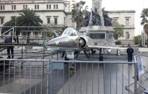 One of the ten Peruvian Mirage exhibited at the Velez Sarfield Plaza in downtown Cordoba 