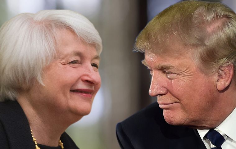 Yellen in a speech to central bankers implicitly rejected efforts by Republicans, and President Trump, to scrap the 2010 Dodd-Frank law as a threat to the economy.