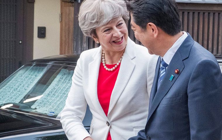 May and Abe will agree on a joint declaration on security cooperation, including plans for British soldiers to take part in military exercises on Japanese soil