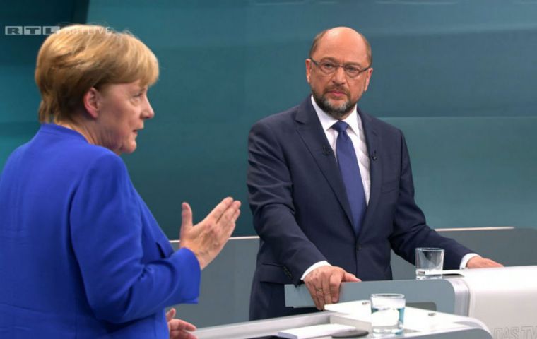 With millions of voters still undecided, Schulz had been looking to the debate to erode the commanding 17-point lead of Merkel's CDU party and CSU allies