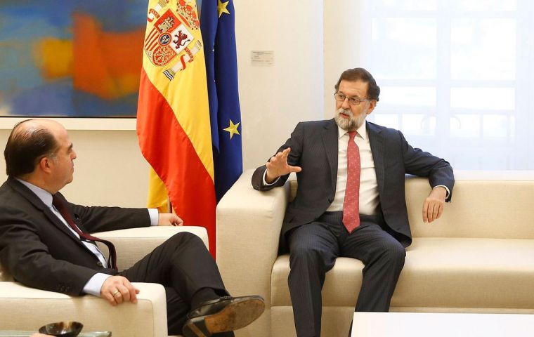 The head of Venezuela's opposition-led congress, Julio Borges, visited Spain on Tuesday to meet Mariano Rajoy as part of a European tour 