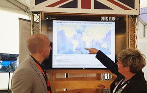  Francisco Alvarez (Science & Innovation Officer, BE Santiago) and Kylie Bamford (FCO, Polar Regions Department) at the British stand in IMPAC4.