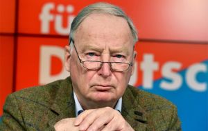 The party’s co-leader, Alexander Gauland, said in an election speech: “We have the right to be proud of the achievements of the German soldiers in two world wars.” 