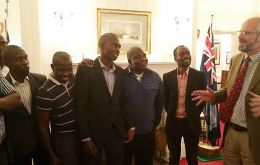 The team was welcomed back at the Falklands by Governor Nigel Phillips at Government House 
