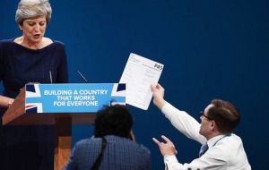 Security at future Conservative events is to be reviewed after a comedian was able to get within yards of the PM and hand her a mock P45 redundancy notice.