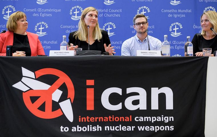 ICAN “has been a driving force in prevailing upon the world's nations to pledge to cooperate … in efforts to stigmatize, prohibit and eliminate nuclear weapons”