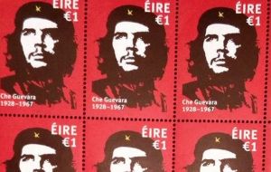 The stamp features the iconic image of the Argentine-born revolutionary Ernesto Guevara, by Dublin artist Jim Fitzpatrick.