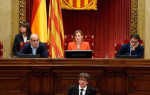 The vote came less than an hour after the Generalitat voted to declare the region's independence and begin forming a new state in a ballot boycotted by the opposition  