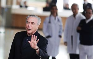Temer, 77, spent Saturday night in the hospital in a semi-intensive care unit but has moved out of it to continue recovering before returning to work on Tuesday (Reuters)