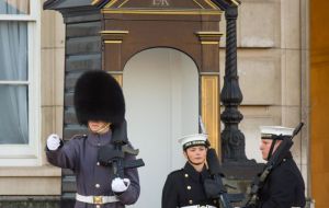 The Royal Navy are mounting the Queen’s Guard for the first time. Other members of the Naval Service, the Royal Marines, have completed the Queen’s Guard on three occasions