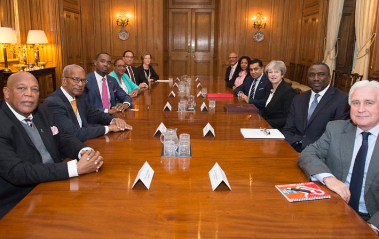 Overseas Territories leaders at Downing Street with Prime Minister Theresa May