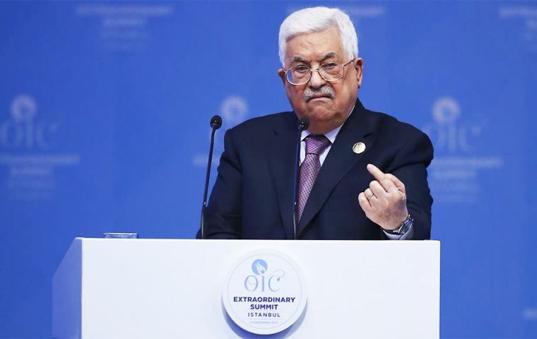 Palestinian President Mahmoud Abbas at OIC summit in Istanbul said it would be “unacceptable” for the US to be the mediator “since it is biased in favor of Israel”. Pic Getty Images 