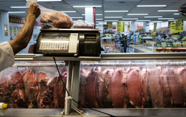 The bullish outlook is based on expectations of the United States lifting a ban on fresh Brazilian beef and China certifying imports from nearly a dozen more plants. AFP/Yasuyoshi Chiba