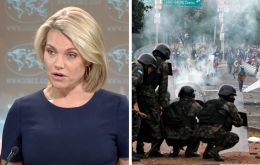State Department spokeswoman Heather Nauert said all sides should aim to end the recent violence that has killed at least 17 people. 