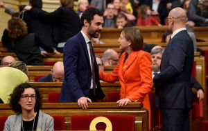 Separatist lawmakers elected Roger Torrent of the left-wing, pro-independence ERC party as speaker. Four out of seven of his deputies are also pro-independence.