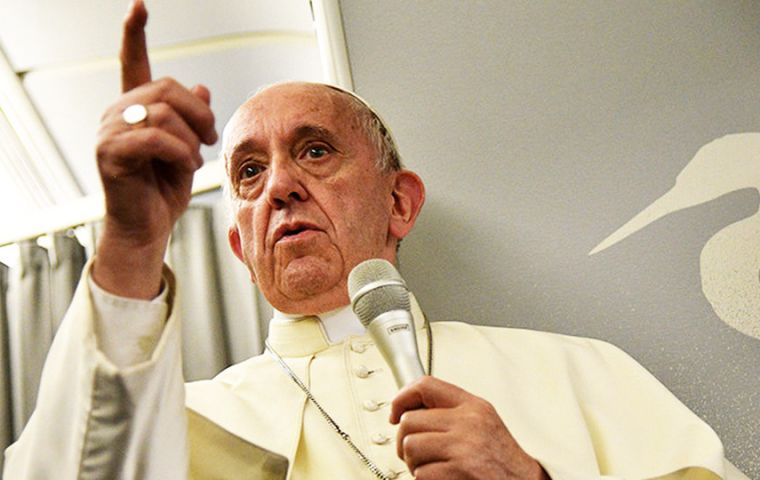 “I apologize to them if I hurt them without realizing it, but it was a wound that I inflicted without meaning to,” said the Pope on Monday. “It pains me very much.”