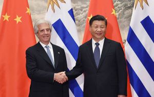 In 2016, president Vazquez was on an official visit to China where he met with his counterpart Xi Jinping 