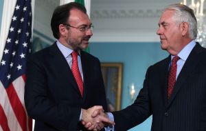 On February first he flies to Mexico City to meet President Enrique Peña Nieto, Foreign Secretary Luis Videgaray, and other senior Mexican officials