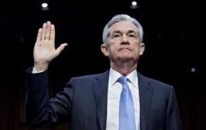The Fed said that her successor, Jerome Powell, a Fed governor since 2012, would take the oath of office on Monday.