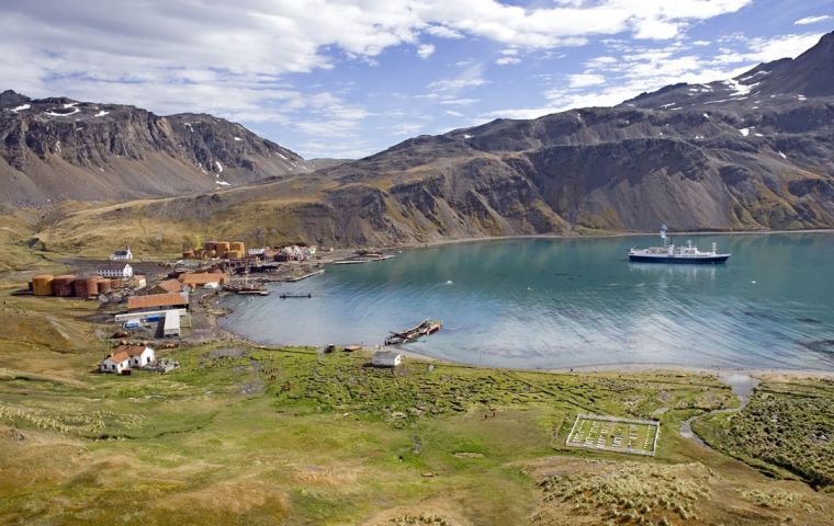 Grytviken, the South Georgia settlement where government offices are located   