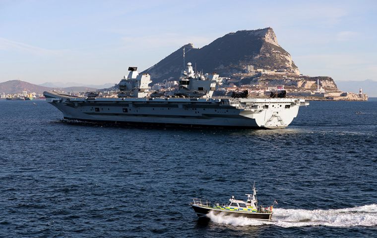 The 65,000-tonne future flagship, will be conducting a routine logistics stop having left her home in Portsmouth last week for helicopter trials.